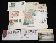 FOR VALOUR: 2000 "For Valour" PNC with matching FDC, together with 1988 uncirculated Australian coin set and 1995 Peace in the Pacific PNC, plus an assortment of more than ninety 1980s-200s first day covers.