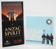 AUSTRALIAN ANTARCTIC TERRITORY: RAM/AUSPOST "South Magnetic Pole 1909-2009" $5 36.1g silver proof, limited edition 168/500, in collectable presentation folder, together with 2018 RAM/Legacy ANZAC Spirit 15-coin set in matching folder. (2 items)