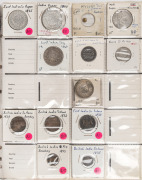 INDIA: 1833 - 1948 collection/accumulation in an album, which also includes a few later coins. Mainly silver, with values to 1 Rupee. Mixed condition, with many fine coins. (150+).
