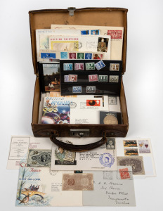 A small leather case containing a diverse range of stamps and covers, including several GB booklets, a few postcards, etc.