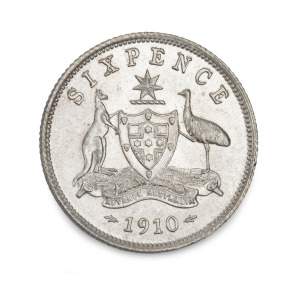 Sixpence: EDWARD VII, 1910 choice uncirculated.