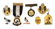 COLLINGWOOD: 50 Year Member medal with black and white ribbon, together with 1951 Magpie badge and six others. (8 items)