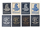 GEELONG: Member's season tickets for the years 1950, 1953 (signed by Bob Davis), and 1954-59, all with list of fixtures, and holes for each game attended. (8 items)
