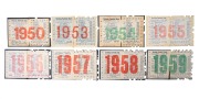 GEELONG: Member's season tickets for the years 1950, 1953 (signed by Bob Davis), and 1954-59, all with list of fixtures, and holes for each game attended. (8 items) - 2