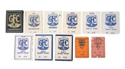 GEELONG: Member's season tickets for the years 1970-78, all with list of fixtures, and holes for each game attended, plus 1974 and 75 Brownlow Stand tickets. (11 items)