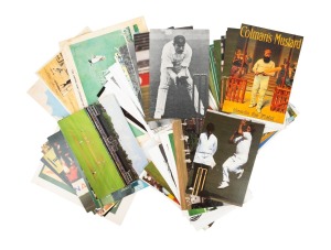 124 · POSTCARDS: Group of more than seventy postcards and photographs (reproductions) of cricketers, cricket grounds, and matches in play, mostly c. 1980s British. (70+ items)