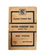 GEELONG 1925: "Geelong Football Club SOUVENIR PREMIERSHIP BOOK, SEASON 1925 - REAL PHOTOS", published by Ernest G. Deller, Geelong. A small booklet containing eleven postcard-sized photographs of the large crowd on the day, the players, the game itself, t