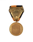 1936 BERLIN: First Place Winner&rsquo;s Medal in Pre-Olympic Cycling competition, April 10th 1936, 33mm, gilt, depicting a cyclist on on the front and with the date engraved on reverse, incl. black and orange ribbon with affixed gilt Olympic rings. - 2