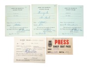 1956 MELBOURNE OLYMPIC VILLAGE PASSES: Ballarat Olympic Village commandant F.H. Christison's personal pass to the Heidelberg and Ballarat Villages, together with three passes specifically to the Heidelberg Village, plus commandant Christison's Lake Wendou - 2