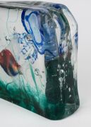 ALFREDO BARBINI (1912-2007) large aquarium glass fish block with three fish and a jellyfish, made from three layered slab of clear glass and housed on bespoke illuminating base, for VETRERIA ALFREDO BARBINI, circa 1950, (A/F), 17cm high, 35cm long, 6cm de - 7