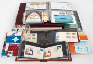 An accumulation of 1980s stamp packs and first day covers, mostly Australian (Christmas Island, Norfolk Island, and Cocos Keeling Islands), FV $300+, highest denomination $5, plus some Nauru and United Kingdom.