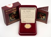 FLORAL EMBLEMS OF AUSTRALIA: 1997 $100 uncirculated 22ct 1/3oz gold coin, limited edition #95/3000, in presentation case with box and CoA.