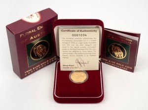 FLORAL EMBLEMS OF AUSTRALIA: 1996 $100 uncirculated 22ct 1/3oz gold coin, limited edition #1034/3000, in presentation case with box and CoA.