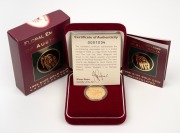FLORAL EMBLEMS OF AUSTRALIA: 1996 $100 uncirculated 22ct 1/3oz gold coin, limited edition #1034/3000, in presentation case with box and CoA.