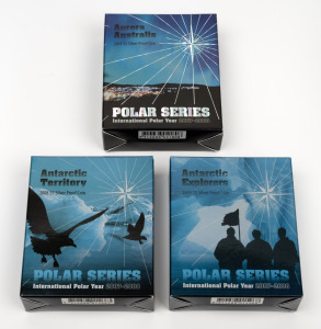 $5 SILVER PROOFS: Group of three RAM 2009 "Polar Series - International Polar Year 2007-2008" coins, all in presentation cases with box and CoA, comprising "Aurora Australis", "Antarctic Explorers", and "Antarctic Territory". (3 items)