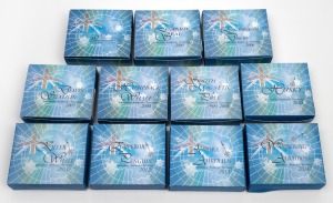 $1 SILVER PROOFS: Group of eleven Perth Mint "Australian Antarctic Territory" 1oz coloured coins, all in presentation cases with box and CoA, comprising 2004 "Mawson Station", 2005 "Leopard Seal", 2006 "Edgeworth David", 2007 "Davis Station", 2008 "Humpback Whale", 2009 "South Magnetic Pole", 2010 "Husky", 2011 "Killer Whale", 2012 "Emperor Penguin", 2013 "Aurora Australis", and 2014 "Wandering Albatross". (11 items)