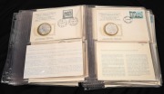 Medallic FDC's with STERLING SILVER proof medallions as issued by The International Society of Postmasters 1976-80 to commemorate various historical personalities and events including Australian Statehood, Wimbledon, U.S. Bicentennial, Captain Cook, Muti