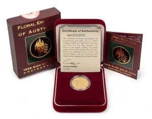 FLORAL EMBLEMS OF AUSTRALIA: 1998 $100 uncirculated 22ct 1/3oz gold coin, limited edition #1060/3000, in presentation case with box and CoA.