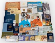 Group of commemorative $1 coin issues, released in decades spanning the 1980s to the 2000s (mostly carded type), including noted 2010 "100 Years of Australian Coinage" four-coin set, 2001 "Anniversaries of the Australian Defence Forces" three-coin set (2)
