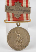 DANISH CLUB - MELBOURNE: the 1905 First Prize medal with ribbon and clasp engraved "1ste Pr. Melbourne Fugleskydning 1905" awarded to the "Bird King" for the annual wooden bird shooting competition. - 2