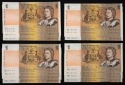 1982 ONE DOLLAR (R.78) Johnston/Stone, consecutive runs of 4, 10, 20 and 83, all Unc. (117).