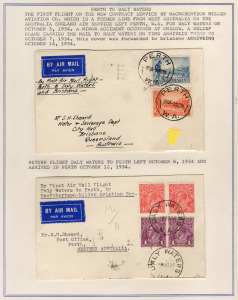 Aerophilately & Flight Covers: October 1934 (AAMC.428-29a) The Perth - Daly Waters Service operated by MacRobertson Miller: a comprehensive study on annotated album pages comprising of covers flown all-the-way in both directions, plus intermediates despat