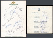 Official team sheet headed "MCC Australia New Zealand Tour 1962-63", fully signed by the English tourists, including captain Ted Dexter, vice-captain Colin Cowdrey, also Barrington, Graveney, Illingworth, and Trueman, together with an ACB letterhead signe