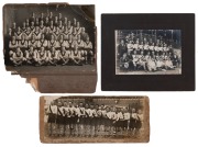 Three 1930s South Melbourne Swans official team photographs, including one showing the 1931 team lined up; Bob Pratt, Peter Reville, Herbie Matthews, Harry Clarke, and Laurie Nash feature, among others; all three mounted on backing card, the largest 25 x 