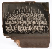 Three 1930s South Melbourne Swans official team photographs, including one showing the 1931 team lined up; Bob Pratt, Peter Reville, Herbie Matthews, Harry Clarke, and Laurie Nash feature, among others; all three mounted on backing card, the largest 25 x - 2