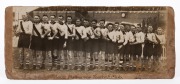 Three 1930s South Melbourne Swans official team photographs, including one showing the 1931 team lined up; Bob Pratt, Peter Reville, Herbie Matthews, Harry Clarke, and Laurie Nash feature, among others; all three mounted on backing card, the largest 25 x - 4