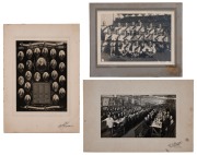 SOUTH MELBOURNE SWANS: Two original 1920s clubhouse photographs, both mounted on board, the larger 20 x 30cm overall; one image depicts a club dinner, the other a display titled "South Melbourne Football Club - 1874-1924 Jubilee Year", plus c. 1910s Swans