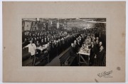 SOUTH MELBOURNE SWANS: Two original 1920s clubhouse photographs, both mounted on board, the larger 20 x 30cm overall; one image depicts a club dinner, the other a display titled "South Melbourne Football Club - 1874-1924 Jubilee Year", plus c. 1910s Swans - 2