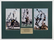 Seven signed mounted displays intended for framing, all 30.5 x 40cm overall, most featuring Bob Pratt, with others present including Peter Hudson. - 3