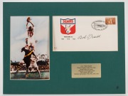 Seven signed mounted displays intended for framing, all 30.5 x 40cm overall, most featuring Bob Pratt, with others present including Peter Hudson. - 7
