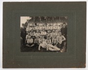 SOUTH MELBOURNE SWANS 1880s: Official team photograph taken at South Melbourne Cricket Ground, showing players wearing the blue and white uniforms that predated the club's shift to red and white; mounted on backing card, 24.5 x 30.5cm overall, together wi - 2