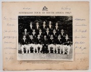 MARYLEBONE CRICKET CLUB v PRIME MINISTER'S XI 1965: Official photograph showing both competing teams, standing outside the Bradman Pavilion at Manuka Oval, Canberra, on Friday 17th December, 1965. Keith Stackpole stands in the middle of the third low, wit - 2