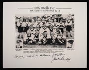 Three photographs (two mounted) bearing the signatures of many 1940s Swans players, including Jack Williams, Bob Matlock, Keith Smith, Jack Sheedy, Ted Whitfield, and others, together with 1948 South Melbourne Football Club "Kia-Ora Sports Parade - Melbou - 2