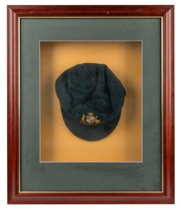231 · Keith Stackpole's 1972 Australian Test Team baggy green cap, with embroidered Coat of Arms "Australia - 1972" to the front panel; presented in a custom-built encased frame, 64 x 54.5cm overall.