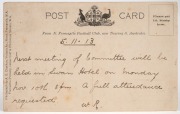 SOUTH FREMANTLE: A "SOUTH FREMANTLE - WEST AUSTRALIAN SENIOR ASSOCIATION" Valentine's Series postcard, used in 1907 with a message from Ada asking Alice "Is this the one you had your eye on Saturday?" Also, a real photo postcard published by A.O. Charlton - 4