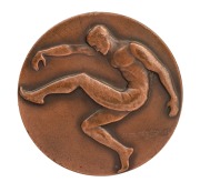 1959 MELBOURNE PREMIERSHIP MEDAL: Presented to Ian Thorogood (named on medal in half back flank position), obverse featuring image of stylised footballer by Andor Meszaros (1900-1972; Meszaros also known for designing the medals for the 1956 Melbourne Oly