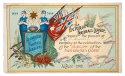 A 13.5 x 23.5cm invitation to the August 1908 Jubilee Australasian Football Carnival, addressed to a Mr J. Martin, commemorating fifty years of Australian football, and marking the first event in which all Australian states as well as New Zealand would co