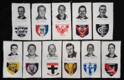 1964 Herald Sun newspaper "VFL Captains" cloth patches part-set [11/12], including noted Ted Whitten, Bobby Skilton, Ron Barassi, and Darrel Baldock; superb condition - scarce.