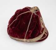 A QUEENSLAND 1911 HONOUR CAP, awarded to a member of the State team which played against New South Wales on June 7, 1911; maroon velvet with wire embroidered "Q" around a kangaroo over the date "1911" and full tassle; black internal lining. In exceptional - 3