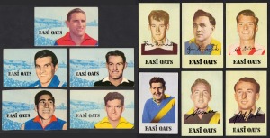 EASI OATS - SANFL: Group of eleven trading cards, comprising cards from the 1953 second series (1), the 1955 fourth series (5), and the later 1964 series (4), together with Victorian 1964 Noel Teasdale.
