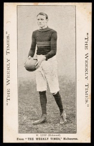 RICHMOND - BILL LUFF SR.: Circa 1910 The Weekly Times "Victorian Footballers" postcard; condition Fair to Good.