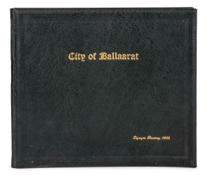 1956 MELBOURNE OLYMPICS - BALLARAT INVITATION BOOK: "City of Ballaarat - Olympic Rowing, 1956 - An Invitation - Rowing 1956" [Ballarat, 1950]; issued by the Mayor of Ballarat to the Chairman and Members of the Olympic Games Sites Committee (Melbourne), explaining the suitability of the Lake Wendouree site for the rowing and canoeing events of the Games that were then being planned; very scarce - we know of only one other, which we sold in 2016.