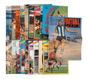 Diverse group of mostly 1970s Victorian Rules magazines, including issues of The Footballer, Football Life, Football Record, and others. (22 items)