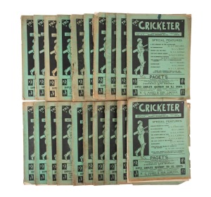 46 · "THE CRICKETER" magazine, edited by Sir Pelham Warner; twenty 1921 editions, being the year of the magazine's founding, #1-2/4-12/14-22 (April 30th - September 24th), all loose as issued, generally poor condition. (20 items)
