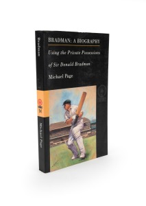 155 · "Bradman: A biography. Using the private possessions of Sir Donald Bradman" by Michael Page, [1990 edition] signed by Don Bradman to the title page.