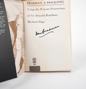"Bradman: A biography. Using the private possessions of Sir Donald Bradman" by Michael Page, [1990 edition] signed by Don Bradman to the title page. - 2